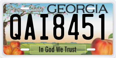 GA license plate QAI8451