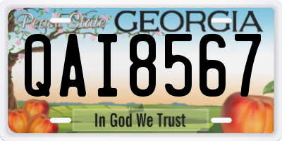 GA license plate QAI8567