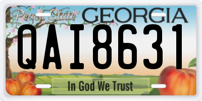 GA license plate QAI8631