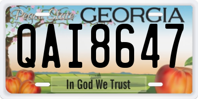 GA license plate QAI8647