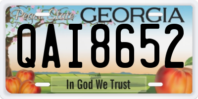 GA license plate QAI8652