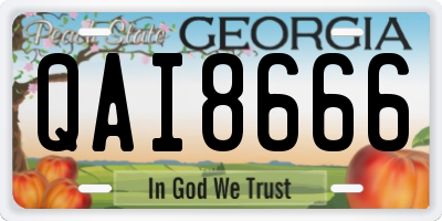 GA license plate QAI8666