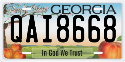GA license plate QAI8668