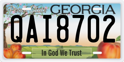 GA license plate QAI8702