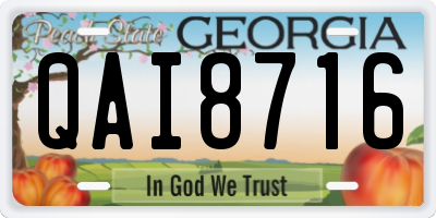 GA license plate QAI8716