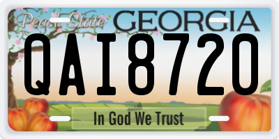 GA license plate QAI8720