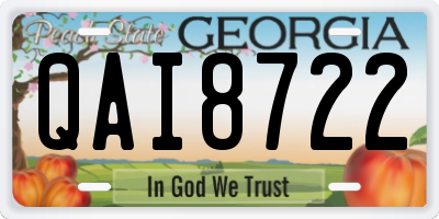 GA license plate QAI8722