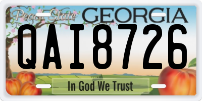 GA license plate QAI8726