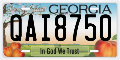 GA license plate QAI8750