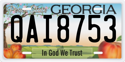 GA license plate QAI8753