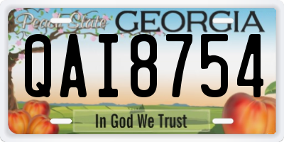 GA license plate QAI8754