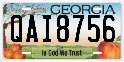 GA license plate QAI8756