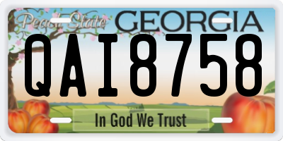 GA license plate QAI8758