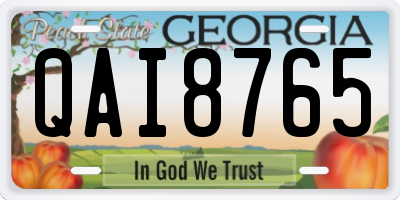 GA license plate QAI8765
