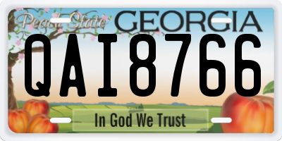 GA license plate QAI8766