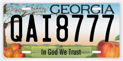 GA license plate QAI8777