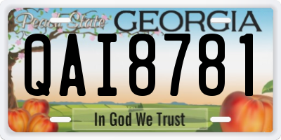 GA license plate QAI8781
