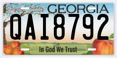 GA license plate QAI8792
