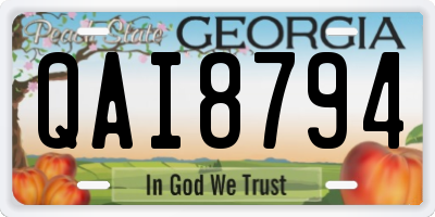 GA license plate QAI8794
