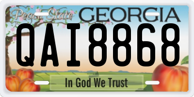 GA license plate QAI8868