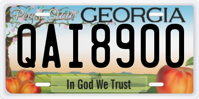 GA license plate QAI8900