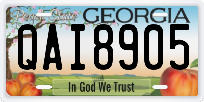 GA license plate QAI8905
