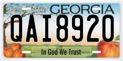 GA license plate QAI8920