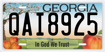 GA license plate QAI8925