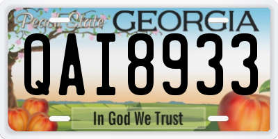 GA license plate QAI8933