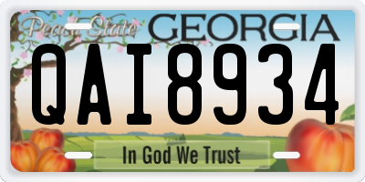 GA license plate QAI8934