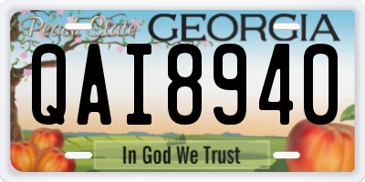GA license plate QAI8940