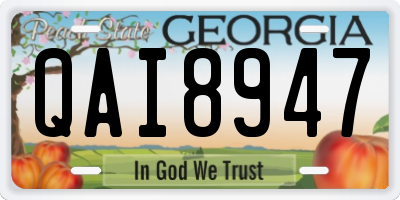 GA license plate QAI8947