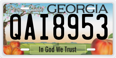 GA license plate QAI8953