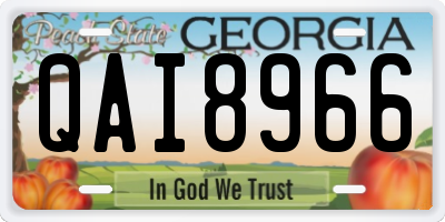 GA license plate QAI8966