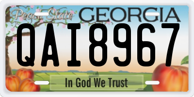 GA license plate QAI8967