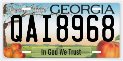 GA license plate QAI8968