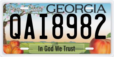 GA license plate QAI8982
