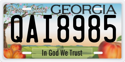 GA license plate QAI8985