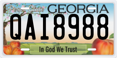 GA license plate QAI8988