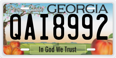 GA license plate QAI8992