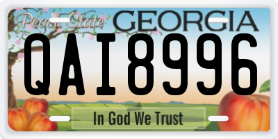 GA license plate QAI8996