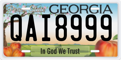 GA license plate QAI8999