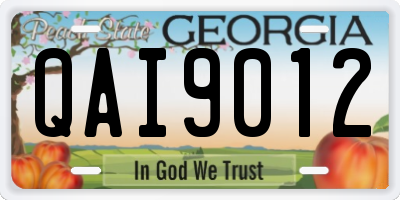 GA license plate QAI9012
