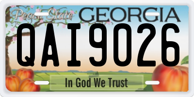 GA license plate QAI9026