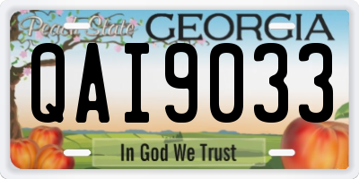 GA license plate QAI9033