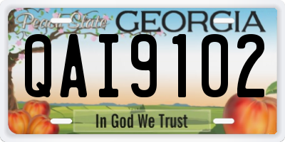 GA license plate QAI9102