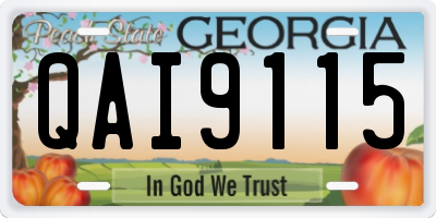 GA license plate QAI9115