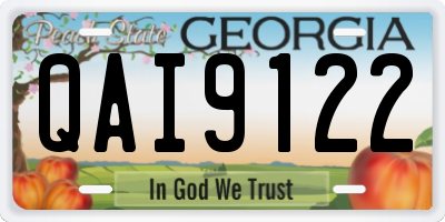 GA license plate QAI9122
