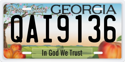 GA license plate QAI9136