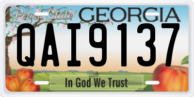 GA license plate QAI9137